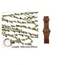 1 Set 2pcs Plus Size Knotted Rope Waist Belt + Butterfly Fan Cover, Suitable For Women, Nordic Witch Waist Chain, Handheld Fan Cover, Viking Accessory, Bohemian Renaissance Market Waist Rope, DIY Waist Rope - A - View 8