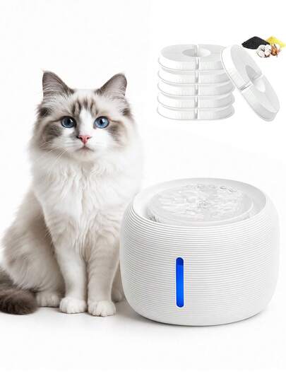 85oz/2.5L Automatic Pet Water Fountain, Indoor Cat Water Dispenser | Cat Water Bowl Dispenser With LED Light And Water Level Window - Suitable For Pets And Small Animals