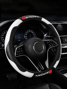 Carbon Fiber Pattern Sports Steering Wheel Cover, Premium PU Leather Non-Slip Grip, Fits 14.5-15 Inch Steering Wheels (Sedan/SUV/Truck), Racing Style Interior Accessory - Movement Letters - View 16