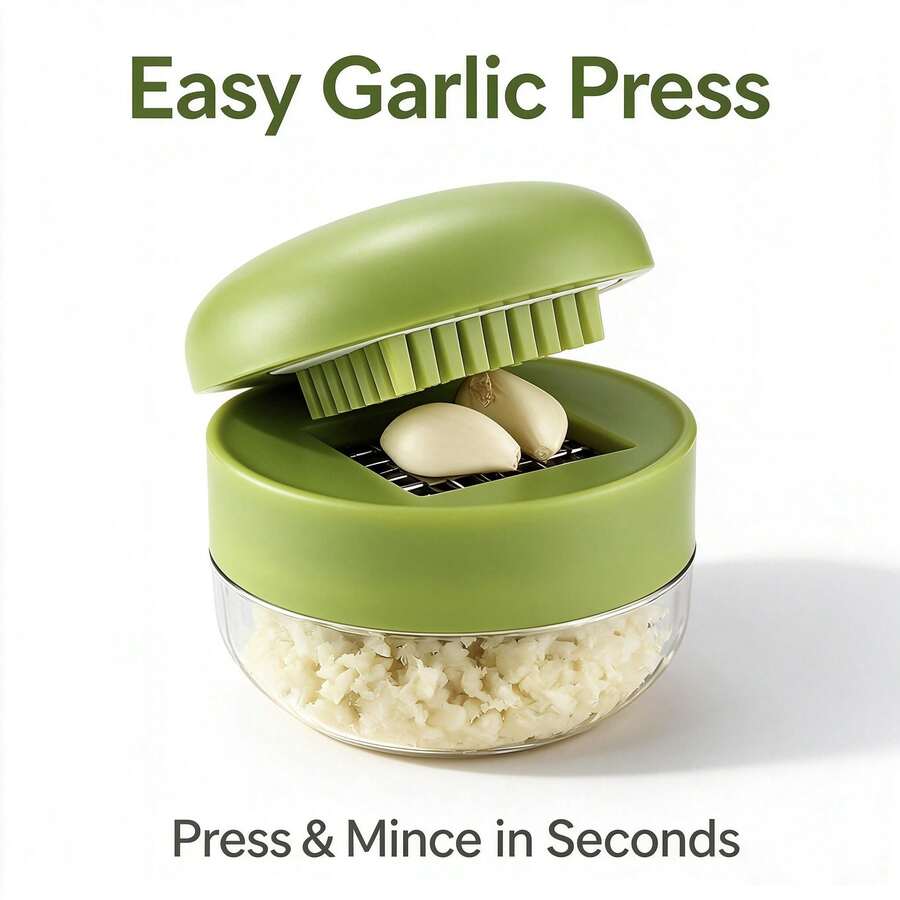 1 Manual Garlic Press Grinder - A Multifunctional Kitchen Tool That Can Chop, Slice, And Grind Garlic. It Is A Small Kitchen Tool, Cooking Supplies, Travel And Outdoor Essentials, Easy To Carry, Home Decoration, And A Gift For Her, - Multicolor - View 1