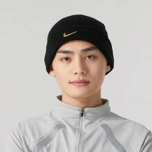 Topi Wol Rajut Bordir Hangat Kasual Olahraga Luar Ruangan NIKE, Unisex - Hitam - View 3