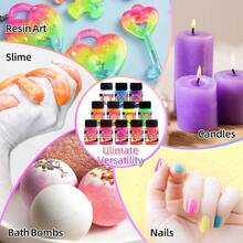 12 Colors Neon Powder - Fluorescent Mica Powder Suitable For Epoxy Resin, Soap Making, DIY Crafts - 12 Colors With 10g/0.35oz Each Bottle, High Color Saturation, Non-Glowing (Not Glow In Dark) - 12colors/set - View 9