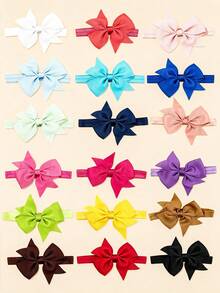 12/20PCS Solid Color Bow-Decorated Headband, Two Sets Available, Non-Slip Securing Headband, Versatile And Casual Baby Headband, Suitable For Everyday Wear. - Multicolor - View 5