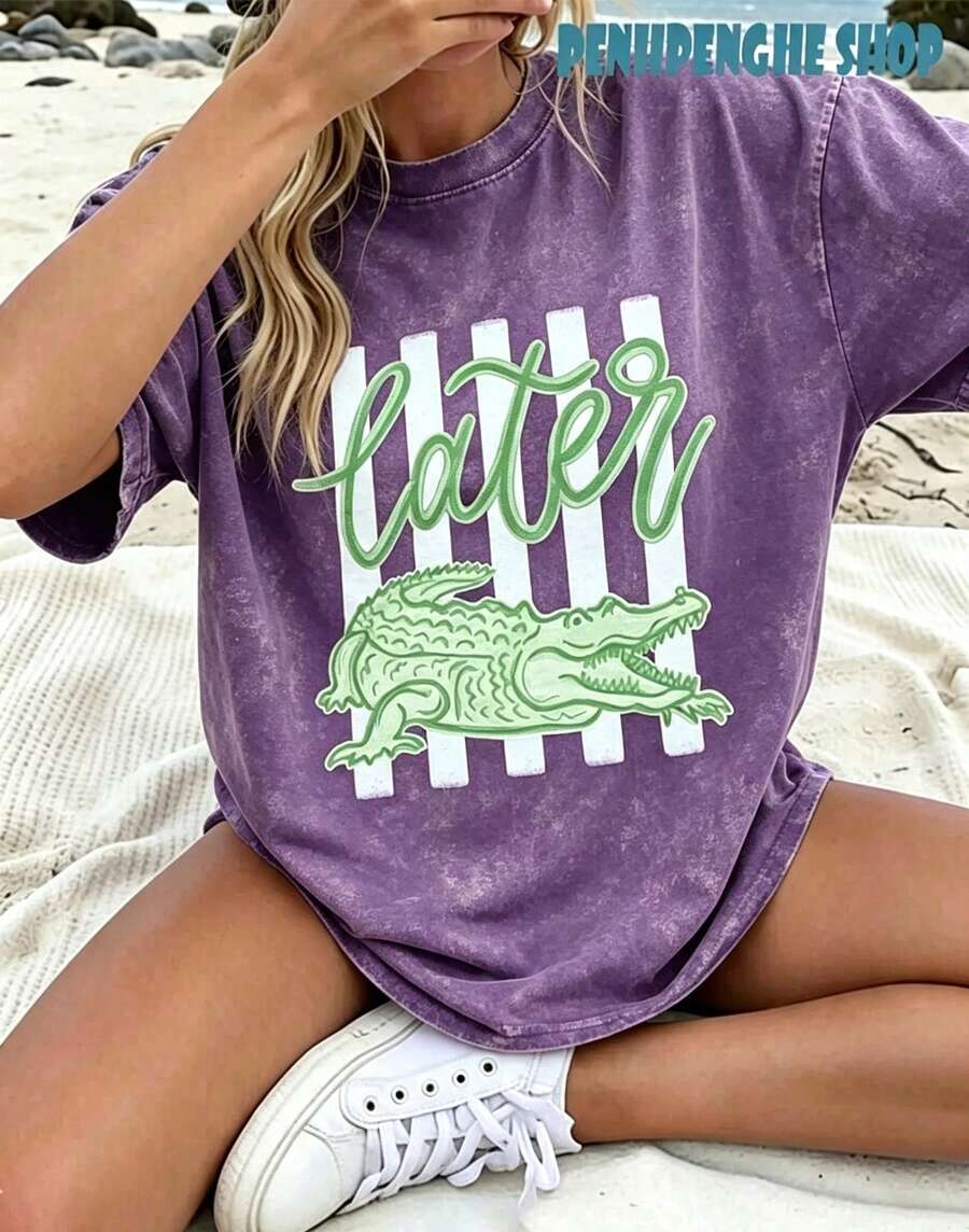 100% Pure CottonT-Cotton Women Clothing Pink Y2k Top For Woman Motif Women Clothes Local Warehouse Items Women's Clothes Mujer Free Shipping Plus - 紫色1 - 查看 1