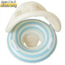 Infant Swim Ring With Detachable Sun Canopy, Rabbit And Bear Print Inflatable Design With Handles, UV Protection Sunshade To Protect Baby's Skin, Buoyant Structure Suitable For Pool And Beach, Cute Healing Style Loved By Babies, Leisure Water Play Relaxation And Stress Relief, Thoughtful Summer Children's Day Gift - Multicolor - View 18