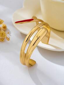 1pc Halloween Fashion Personalized Versatile Artificial Drip Oil Red Pointed Geometric Water Drop Shape Women's Bracelet - Golden Red - View 3