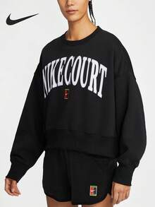 Nike Authentic Baru Kaos Lengan Panjang Leher Bulat Lembut dengan Cetakan Huruf untuk Wanita HQ0352-010 - HQ0352-010 - View 1