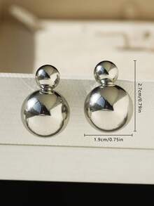 1 Pair Exquisite Shiny Polished Round Ball Stud Earrings, Minimalist Ball Earrings, Gift For Friends - Ball Stud Earrings - View 3