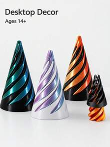 1-20件 3D列印螺旋錐形桌面配件，彩色漸層桌面裝飾，可攜式動力桌面擺飾，適合成人與14歲以上，辦公室與居家使用 - 彩色 - 查看 3