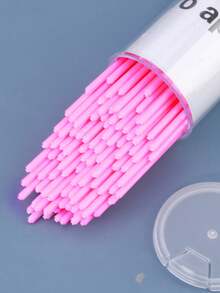 100pcs Eyelash Extension Cleaning Swabs, Eyelash Grafting & Tattoo Makeup Tools, Eyeliner Removal Brush With Storage Box - Multicolor - View 6
