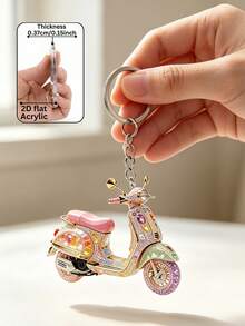 2D Acrylic Shiny Motorcycle-Shaped Keychain, Electric Vehicle Pattern Bag Charm, Daily Decorative Gift, Suitable For Backpack, Wallet, Phone, Earphone, Car Charm, Unique Birthday Gift, Party Gift, Back To School Gift, Teacher's Day Gift, Halloween Christmas Gift - Multicolor - View 5