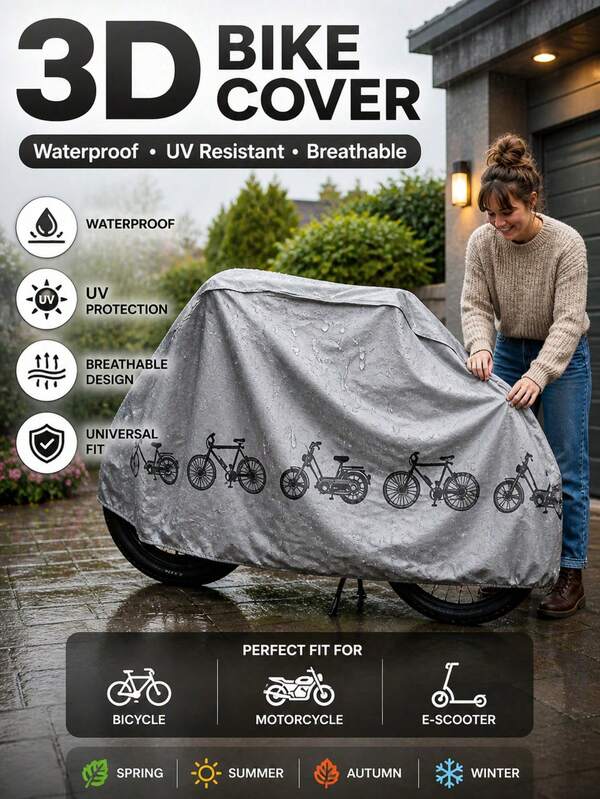 1/2pcs 3D Bike Cover - Waterproof PEVA Material With UV Protection & Ventilation Design,Universal Fit For Motorcycles/E-Scooters - For Outdoor Parking, Rain Protection, Long-Term Sunscreen - Electric Scooter Accessories-Weatherproof Vehicle Protector