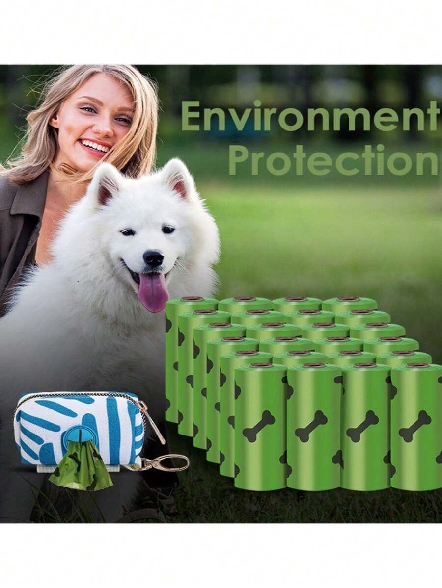 4/9/18 Rolls Pet Dog Poop Bags, Thickened And Durable, Suitable For Dog Walking And Carrying Dog Waste, Poop Bags Trash Bags - Green - View 1