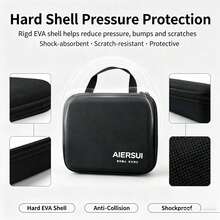 Tas Pelindung Power Bank EVA Keras dengan Tali Tangan, Tas Penyimpanan Aksesori Digital Tahan Guncangan dengan Resleting Ganda untuk Kabel Pengisi Daya, Charger, Headphone, - Hitam - View 7