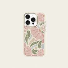 1pc TPU Material Soft Healing Versatile Pink & Green Floral Pattern Phone Case Compatible With IPhone 17 Pro Max/17/16 Pro Max/15/13/12/11/ S20 FE/A15/S24/A55/ Note 11/Note 12/Note 13 Pro Full Coverage Anti-Drop Soft Shell Protective Cover - White - View 6