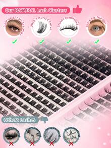 384 Clusters DIY Segmented False Eyelashes - Lightweight & Soft, Cross Design, Thin Stem Natural Look, Suitable For Daily Wear - DD - View 9