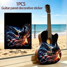1pc Eagle Pattern Personalized Guitar Body Protector Sticker, Creative DIY Decal, Waterproof Self-Adhesive Wear-Resistant, Universal Modification Decoration Sticker For Acoustic Guitar, Electric Guitar, Ukulele - Black - View 7