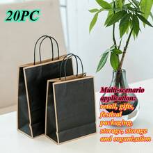 Halloween Christmas Gift 20/100pcs Small Kraft Paper Gift Bags With Handles, Kraft Paper Bags, Shopping Bags, Retail Bags, Gift Bags, Easy To Categorize, Convenient To Store, Suitable For Weddings, Party Gift Packaging - Vertical 15*8*21CM - View 30