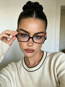 Women's Vintage Leopard Print Square Frame Glasses, Y2K Style, Decorative Glasses, Halloween Style, Suitable For Daily Office Commute, Back To School Season - A - View 2