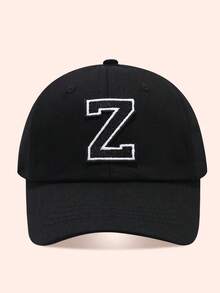 1pc Letter Baseball Cap, Sun Hat For Boys And Girls, Suitable For Outdoor And Daily Use - Large Black Label - Black Cloth Hat - View 42
