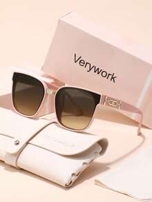 Verywork Classic Gradient Fashion Glasses, Elegant Brand Eyewear With Storage Case, For Outdoor, Driving, Fishing, Festival, Tropical Beach, Gift - Multicolor - View 14