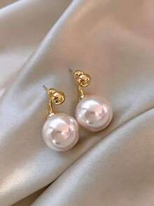 Random 12pcs/6pairs Metal Vintage Elegant Faux Pearl Flower Geometric Multi-Element Earrings Set For Women, Niche Stud Earrings With High-End Feel, Daily Matching And Outfit - Yellow Gold - View 6