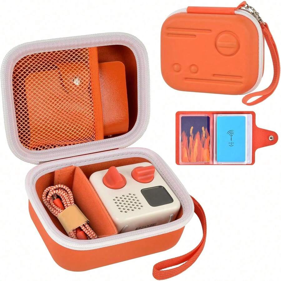ALKOO Children's Screen-Free Audio Player Protective Case Compatible With Yoto Mini 2024 Edition Card Storage Stand Holds 24 Cards EVA Protective Storage Bag Protective Case Only - Orange - View 1