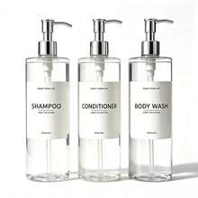 3pcs/Set 500ml Bathroom Spray Bottles, Empty Bottles, Can Fill Shampoo, Body Wash, Conditioner, Home Bathroom Decor, Autumn Decor, Back To School Decor - Transparent - View 7