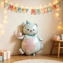 Cute Birthday Bear Aluminum Foil Balloon, Cartoon Design, Birthday Party Inflatable Decoration - Multicolor - View 6