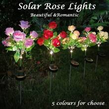1pc 5-Head Solar Rose Lights, Outdoor Garden Decoration, Ground Stake Lawn Lights, LED Artificial Flower Lights, Solar Decorative Lights, Suitable For Yard, Patio, Landscape, Pathway, Lawn, Sidewalk (Pink, White, Blue, Yellow, Red, Purple) Holiday Party Decoration Lights - X7-5-head Rose - View 9