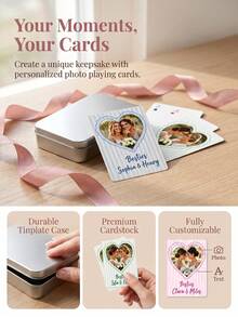 Personalized Custom Wedding Playing Cards Set (54pcs), Replica Wedding Besties Photo Playing Card Family, Custom Photo And Text Gift For Wedding Guest Book Playing Cards, Reception Table Favors And Personalized Wedding Keepsake - Multicolor 3 - View 7