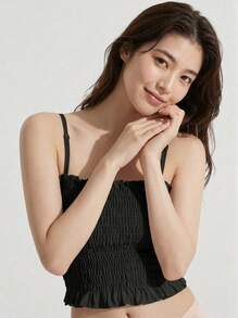 Mystèrelle 1件夏季新款女士冰絲美背包胸帶加厚背心,可內外穿著 - 黑色 - 查看 4