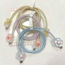 4pcs Floral Data Cable Protector, Compatible With Apple Phone Accessories Data Cable Protector - Durable, Anti-Break, Elegant Design - Multicolor - View 2