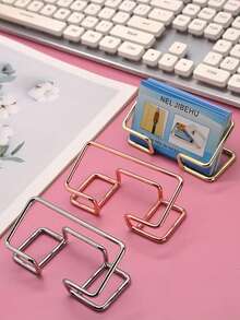 Metal Hollow Desktop Display Stand, Minimalist Iron Square Ornament Base, Stable And Anti-Slip, Light Luxury Multi-Color Options, For Cards, Photo Frames, Commemorative Plaques, Crafts Display, Office Desk Placement, Party Exhibition Tabletop Decoration Display Rack - One Size - View 6