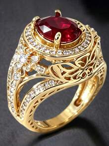 1pc Vintage Cubic Zirconia Ring For Women, Wedding Engagement Party Jewelry, Valentine's Day Gift - 1# - View 2