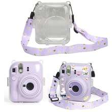 Crossbody Transparent Camera Protective Case For In-Stax Mini 12, Anti-Drop Clear Shell With Back Pocket + Lanyard, PV Material, Non-Yellowing, Abrasion-Resistant, Photography Accessories, Multiple Colors Available, Crystal Protective Case For Instant Camera - View 1