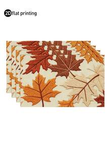 4pcs,6pcs,Autumn Harvest Pumpkin Thanksgiving Table Placemats,Rectangular Tablecloth,Washable,Suitable For Family Dinner,Coffee Table,Durable Kitchen And Dining Room Decor,Table Decoration Party And Scene Decoration,Home Decor - Multicolor - View 1