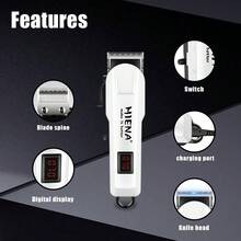 HIENA Professional Electric Hair Clipper Digital Display Cordless Hair Trimmer USB Type-C Charging Hair Clipper With Limit Combs Home Haircutting Tool Men's Gift - View 2