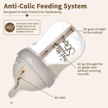 1pc 160ml/240ml Glass Baby Bottles,No-Drip Design, Reduces Colic And Gas With Anti-Colic Valve, Natural Silicone Nipple - Multicolor - View 5