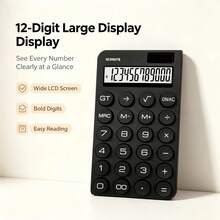 12-Digit Large Screen Desktop Electronic Calculator, Black And White Dual Color Options, Large Buttons For Comfortable Pressing, Clear And Intuitive Digital Display, Stable And Accurate Calculations, Suitable For Students Solving Problems, Office Financial Bookkeeping, Home Financial Management, Business And Home Desktop Calculation Tool - A - View 11