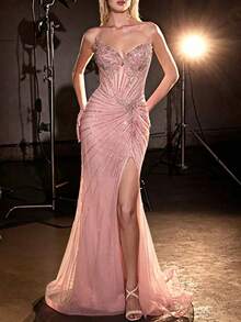Women Cocktail Dresses - Pink - View 1