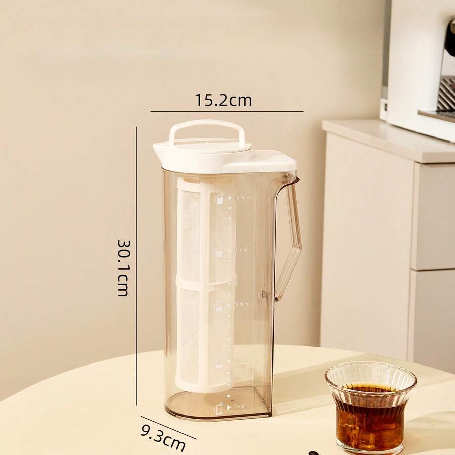 Simple Modern Large-Capacity Cold Brew Coffee Maker/Cold Water Pitcher For Home Refrigerator; Suitable For Cold Brew Coffee And Fruit-Infused Tea; Heat-Resistant Bottle. - 2.2L Milky White - View 1