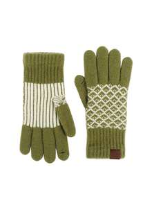 1pc Retro Color-Blocked Floral Pattern Knitted Gloves, Retro Mori Girl Style, Five-Finger Split Fit, Touchscreen Exposed Fingertips, Ribbed Cuffs, Suitable For Commuting, Outdoor Activities, And Everyday Life In Autumn And Winter. - Multicolor - View 18