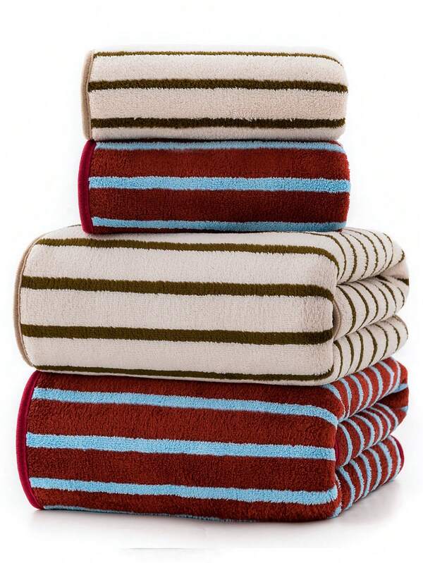 Minimalist Striped Coral Fleece Microfiber Solid Color Soft Absorbent Quick-Dry Home Towel 35*75cm/70*140cm/90*170cm Bath Towel