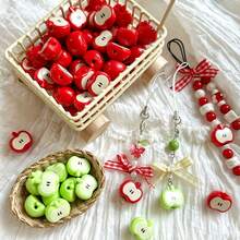 20 Buah/Warna Merah & Hijau Apel Manik-Manik Longgar Lubang Tembus untuk Pembuatan Perhiasan Gelang, Kalung, Rantai Ponsel DIY - Hijau dan merah - View 4
