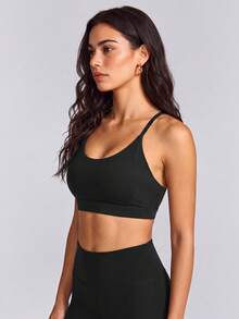 VUTRU 1pc Spaghetti Strap Mesh Patchwork Sports Bra Backless One-Piece Yoga Pilates Fitness Tank Top Black - Black - View 5