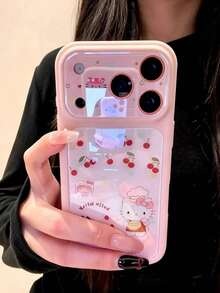SANRIO 壓克力粉色手機殼，適用於 Apple 17 Pro Max、12/16 Pro、15、14、13 Pro，全包覆可愛貓咪粉色格紋防摔保護殼 - 粉色 - 查看 3