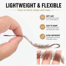 Hand‑Tied Human Hair Fake Mustache, Transparent Lace Base, Realistic Breathable Facial Hair For Cosplay Theater Party Halloween & Other Festivals - Multicolor - View 4