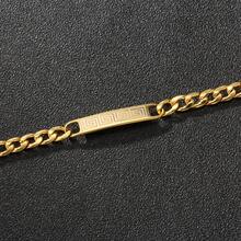 Cuban Chain Retro Pattern Long Plate Bracelet 18K Gold Plated/304 Stainless Steel Vintage Square Plate Minimalist Personalized Men's Bracelet - Palindrome - View 2