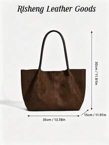 2026 New Vintage Premium Large Capacity Tote Bag / Shoulder Bag - Coffee - View 4
